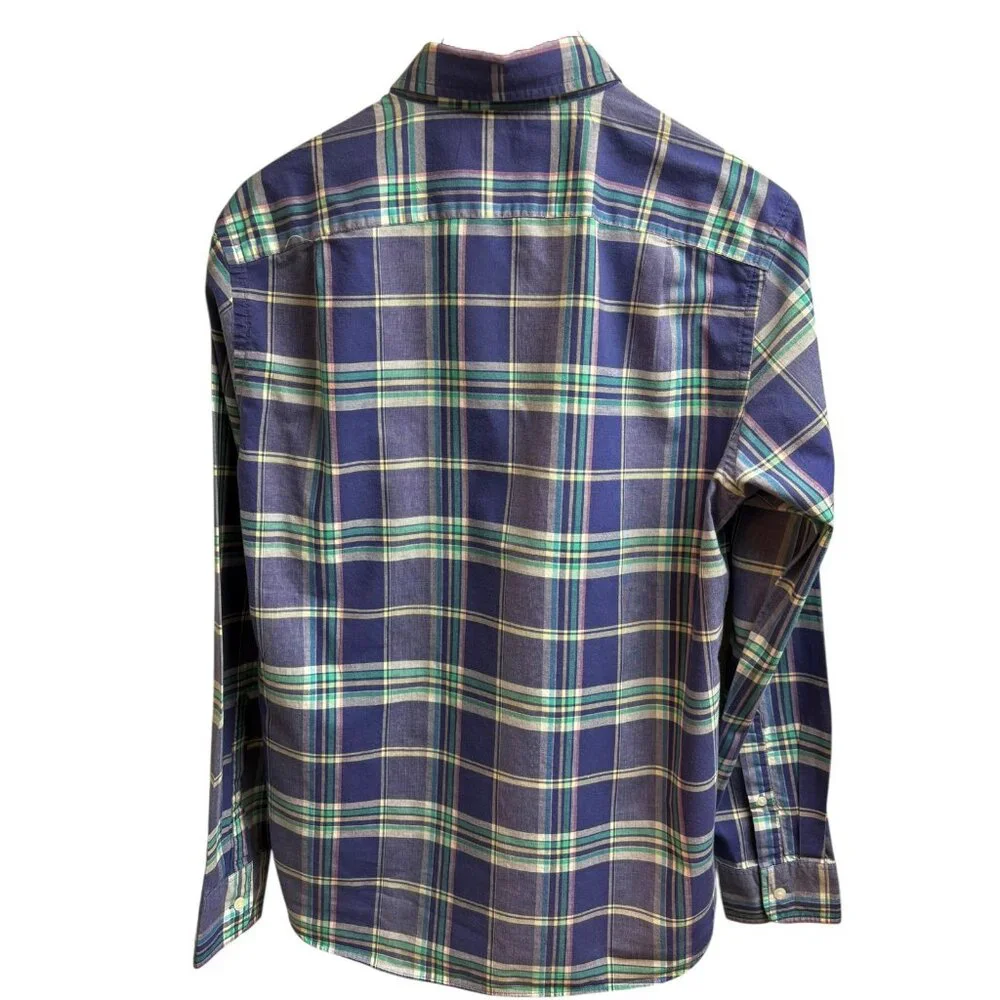 J CREW Blue Summer Plaid Button Collar Long Sleeve Slim‎ Fit Shirt
